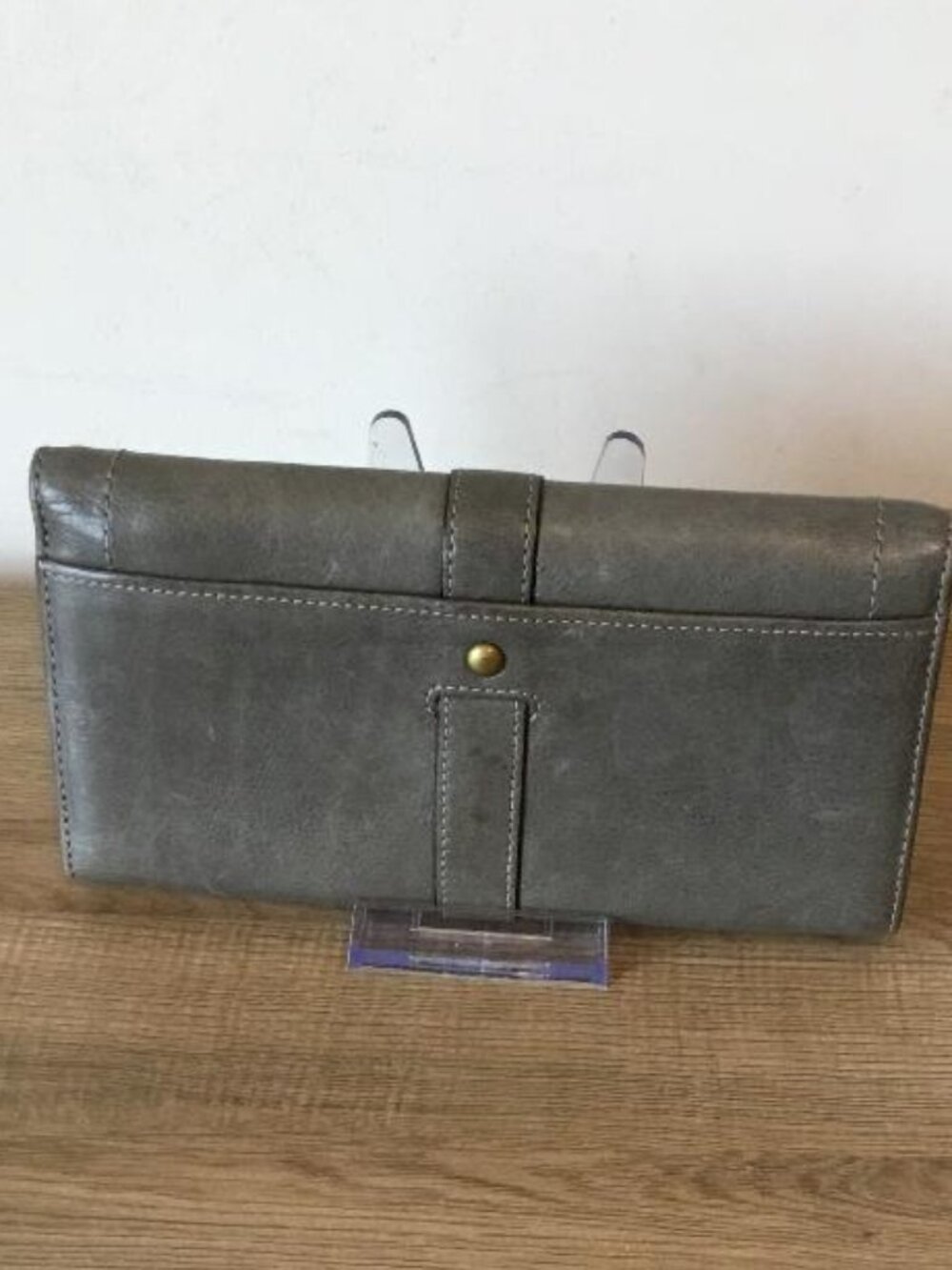 Coach Legacy Garcia Trifold Gray Leather Wallet w/bold Brass Buckle EUC - Picture 3 of 7
